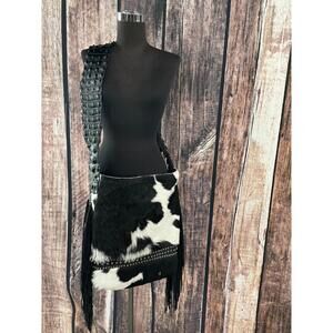 NEW JUAN ANTONIO long hair purse in black & white